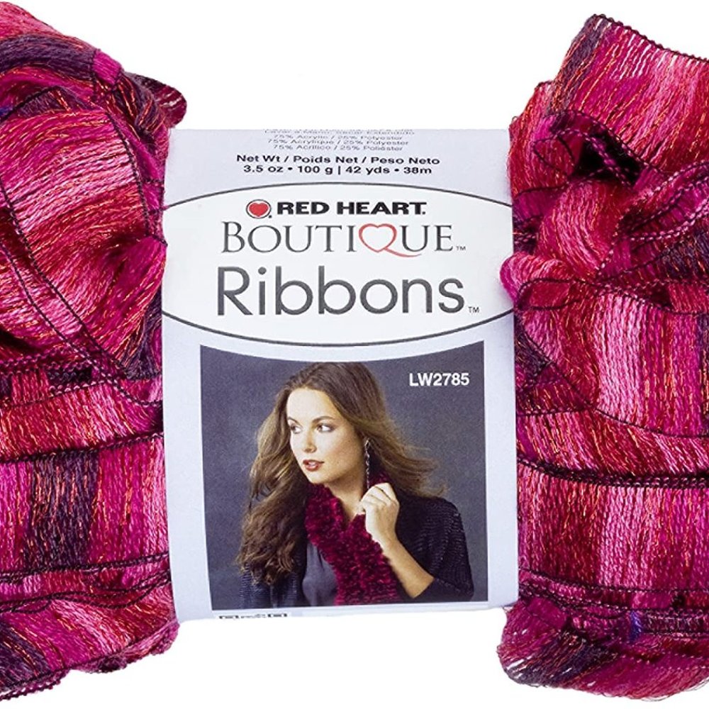 Red Heart Boutique Ribbons 3-Pack, Pink